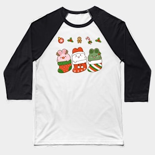 Bunnies Christmas Stockings 2 Baseball T-Shirt